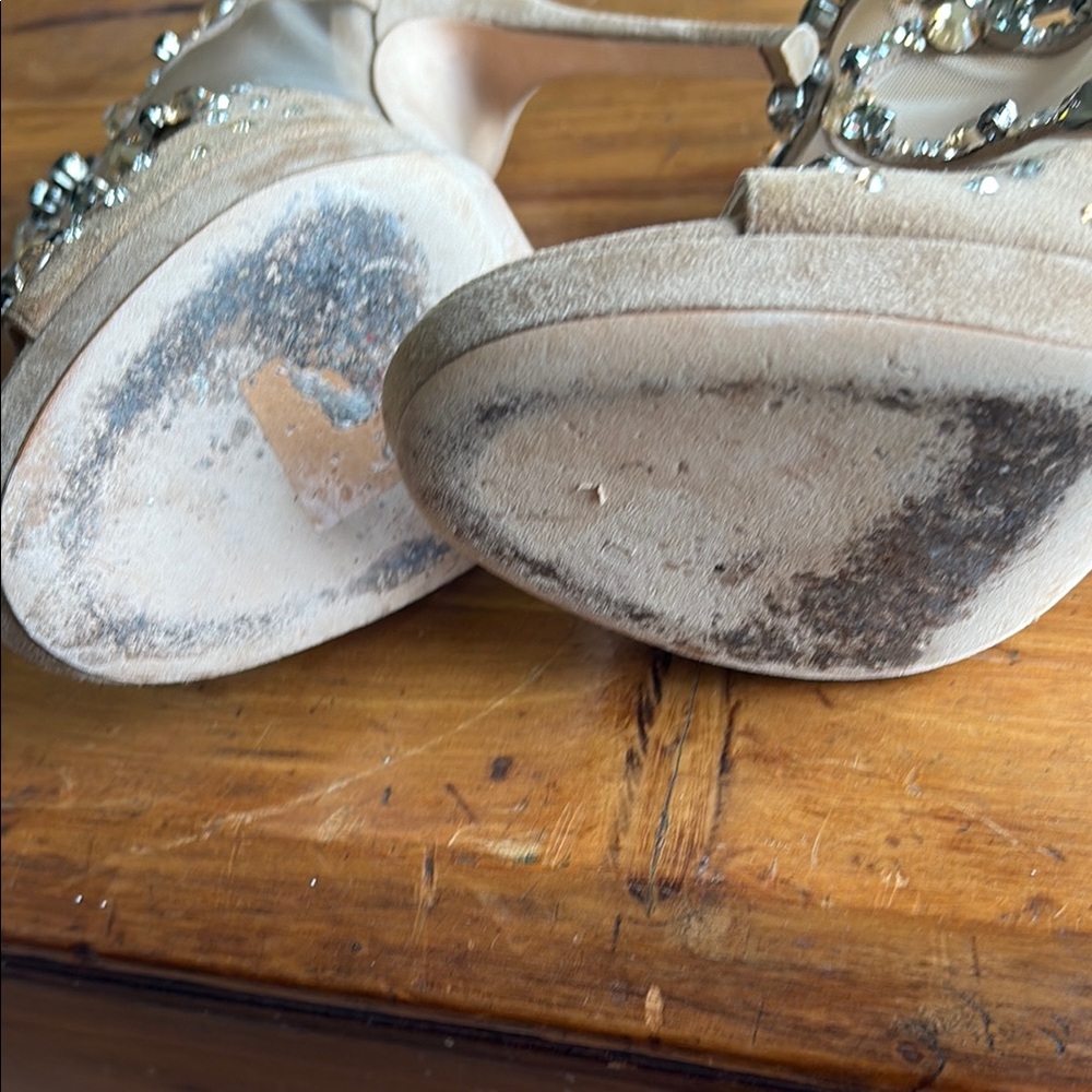 Jimmy Choo Tan Crystal Embellished Heels - Picture 8 of 9